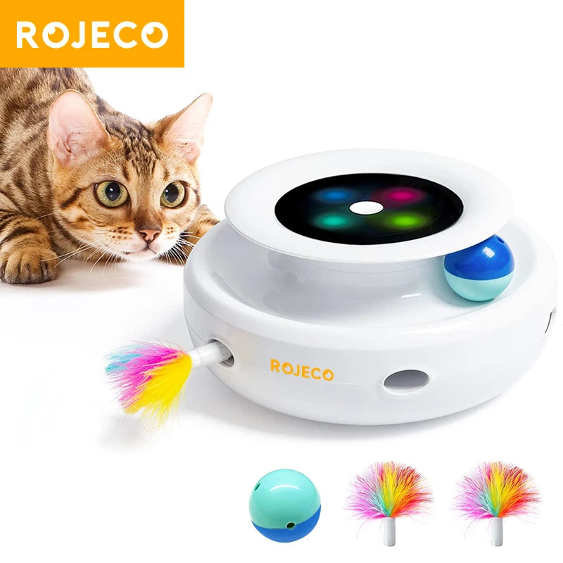 🐱 Smart 2-in-1 Automatic Cat Toy – Interactive Feather & Rolling Ball