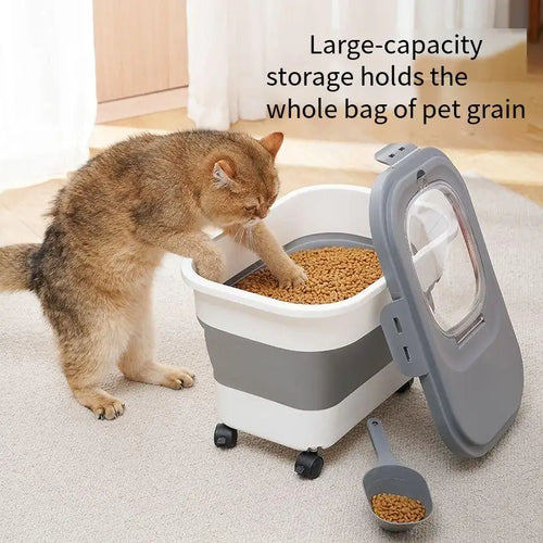 🐾 Airtight Pet Food Storage Container – Collapsible Dry Food Box
