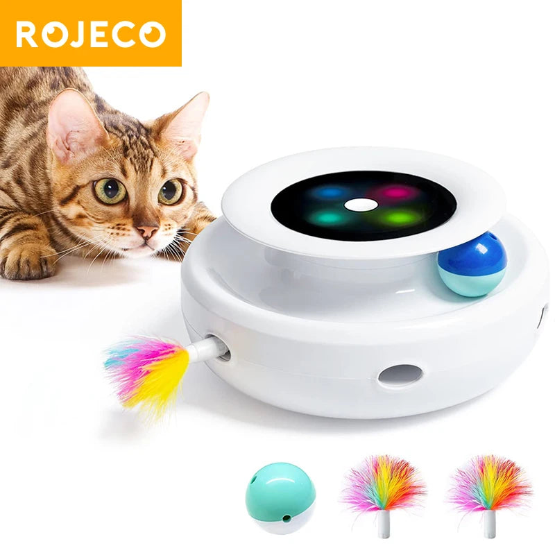 🐱 Smart 2-in-1 Automatic Cat Toy – Interactive Feather & Rolling Ball